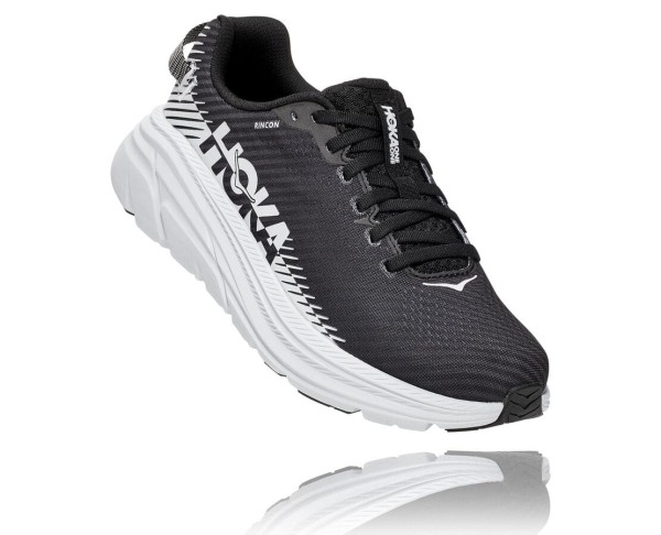 Hoka One One Rincon 2 Womens UK - Black / White Road Running Shoes - IJSHC6527